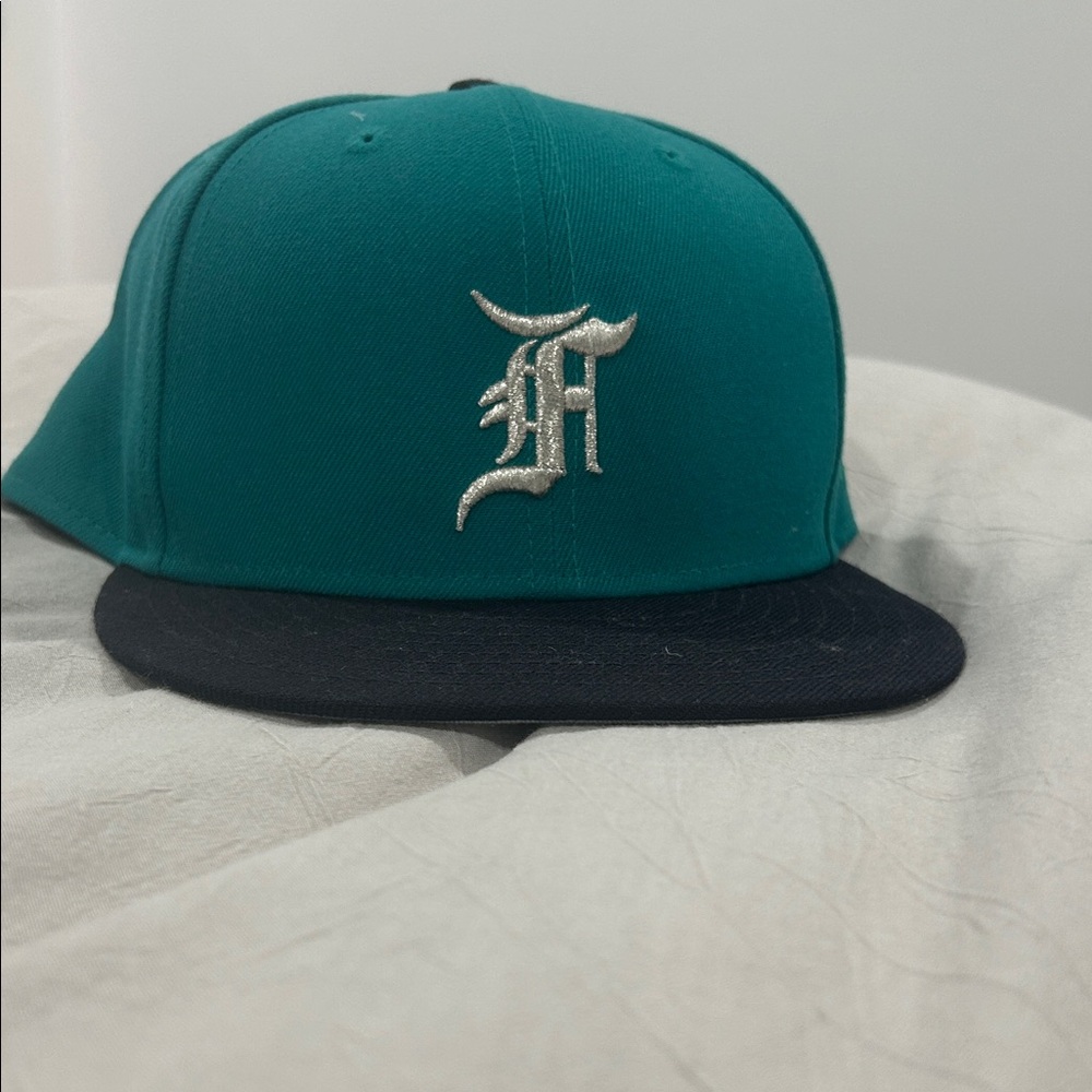 Fear of God Teal and Black F Logo Flat-Brim Hat - Picture 4 of 4